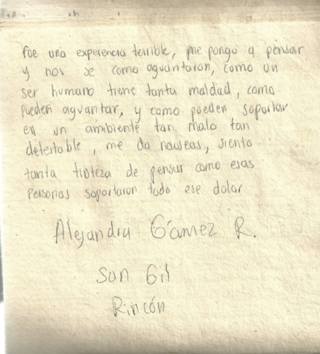 Poema escrito por una estudiante de Barichara en el marco de la exposición.